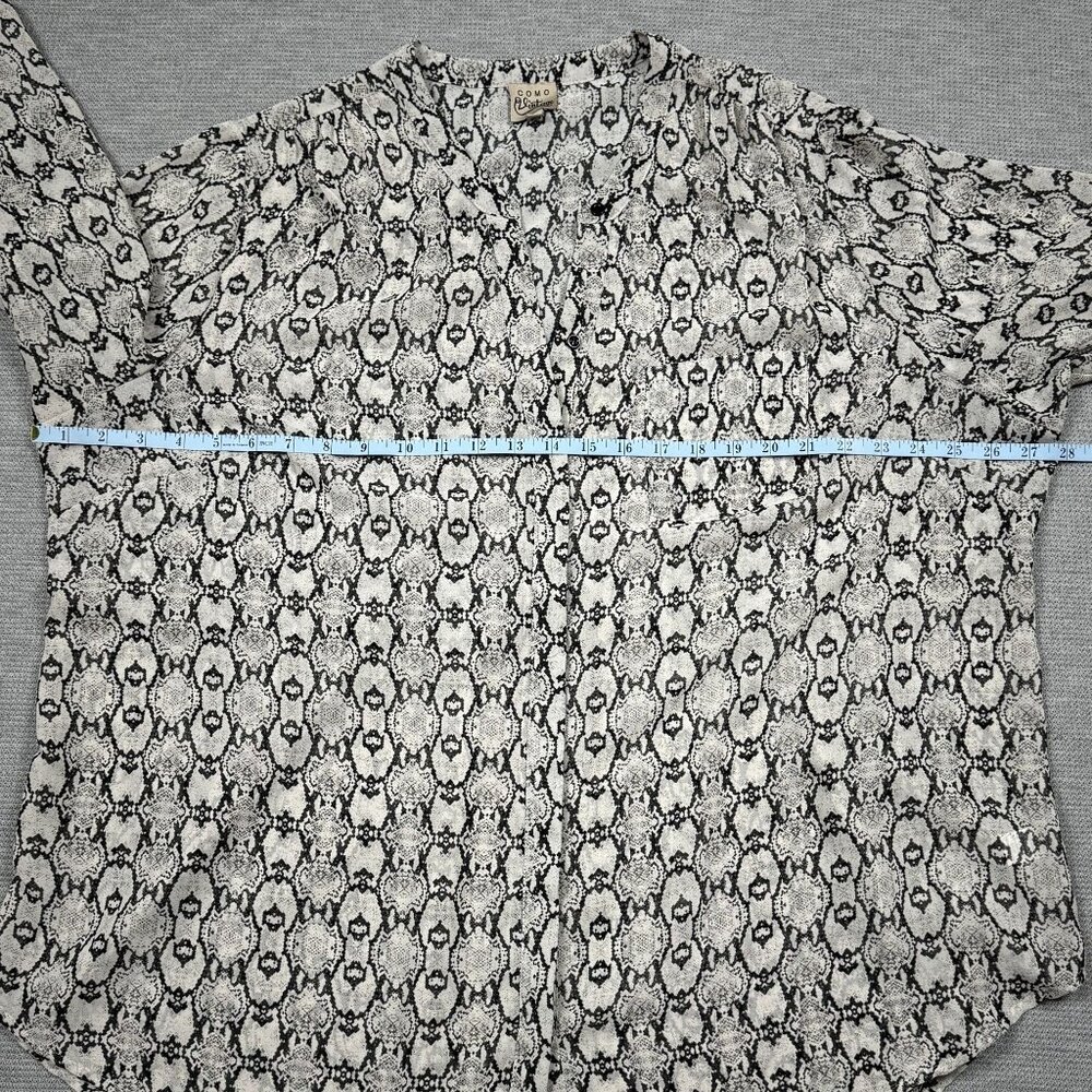 Como Vintage Snake Print Blouse Womens 2X Black Gray Long Sleeve Semi-Sheer - Picture 10 of 15